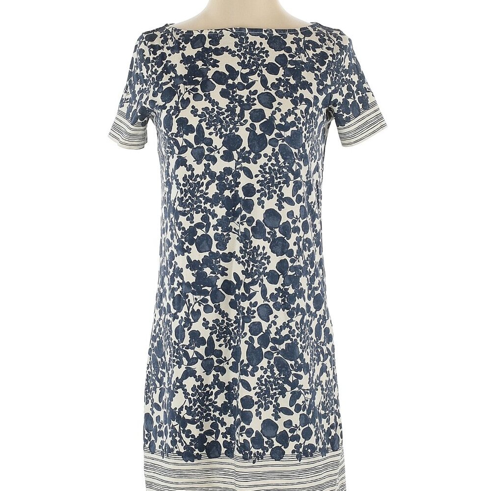 Tory Burch Cotton Blue & White Printed Dress Size S